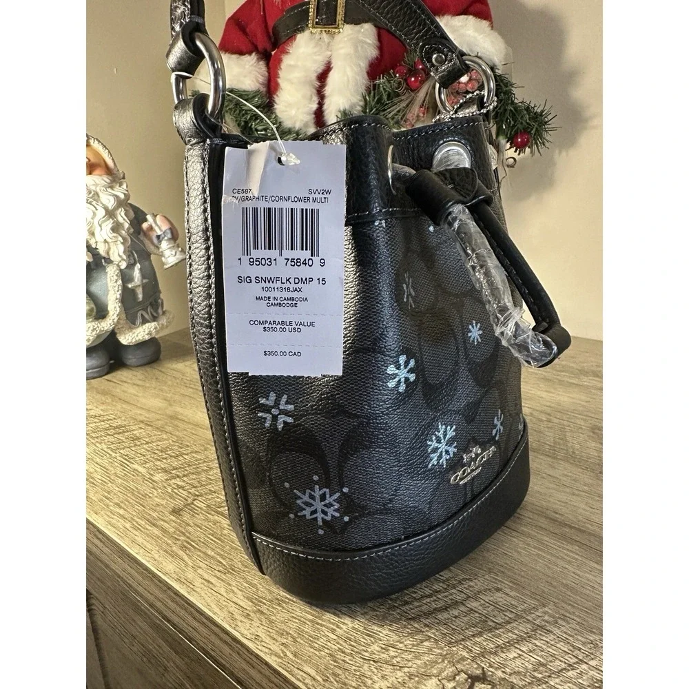 COACH Snowflake Small Bucket Bag ‎ Print Purse Charm Not Included